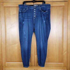 Torrid Dark Wash Sky High Skinny Jeans Stretch Denim Button Fly - 22 Short